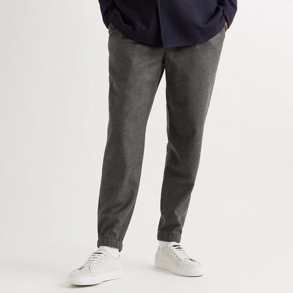 Nwt LORO PIANA Tapered Pleated Virgin Wool Cashmere Flannel Pants Grey Sz 56 XL